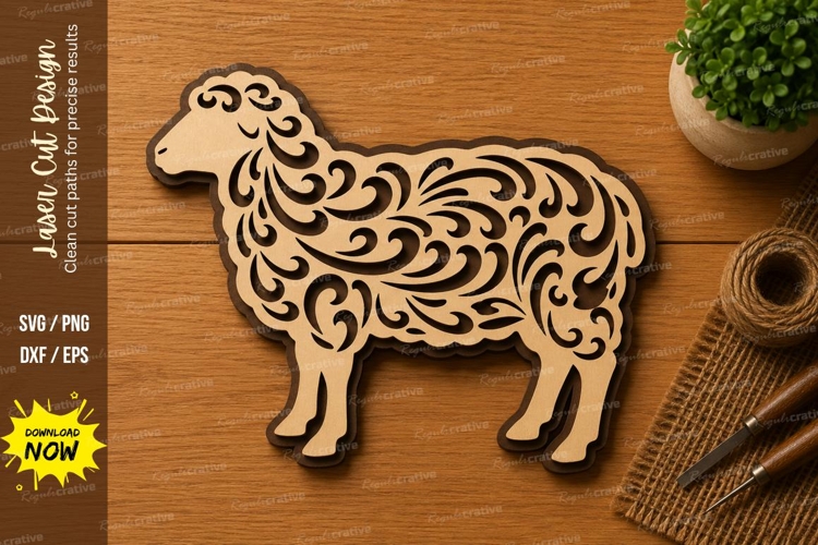 Decorative Sheep Farm Animal Laser Cut SVG File sheep svg