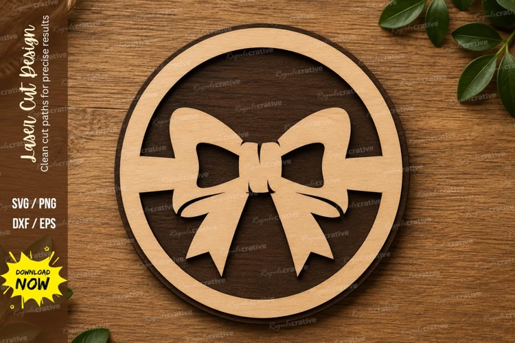 Decorative Bow Ribbon Circle Laser Cut SVG File bow ribbon