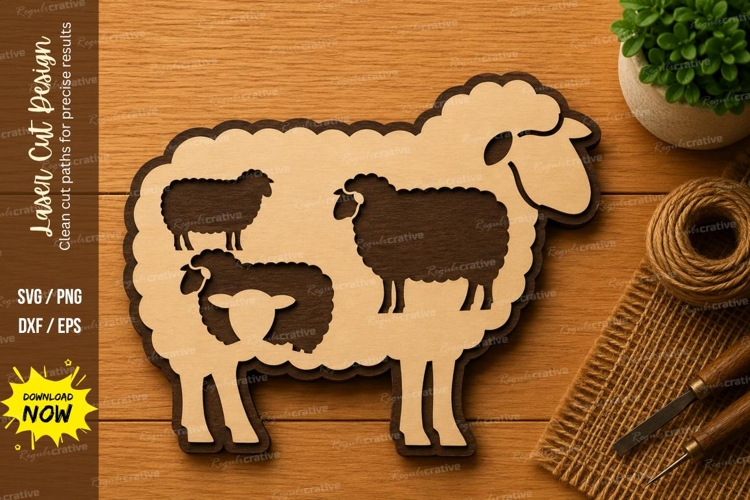 Sheep Family Farm Animal Laser Cut SVG File sheep family svg