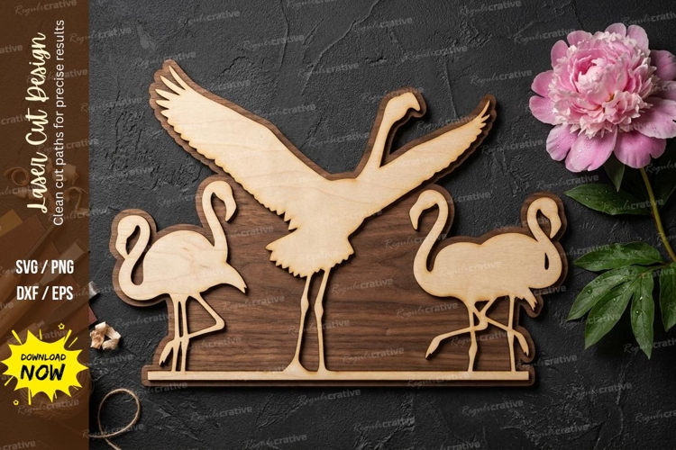 Flamingo Bird Silhouette Set Laser Cut SVG