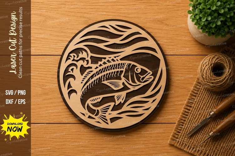 Jumping Fish Wildlife Laser Cut SVG File fish svg, jumping