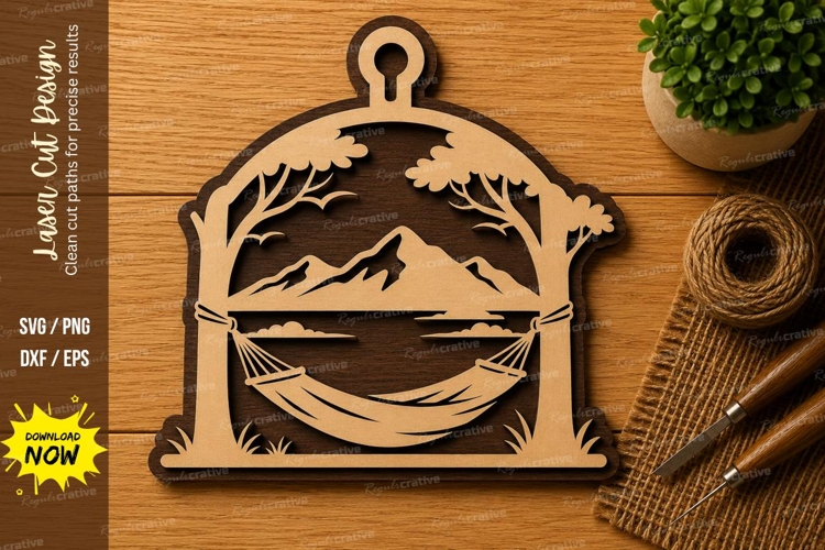 Mountain Lake Ornament Laser Cut SVG File mountain lake svg