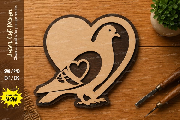 Bird Heart SVG | Love Bird Laser Cut File | Glowforge CNC