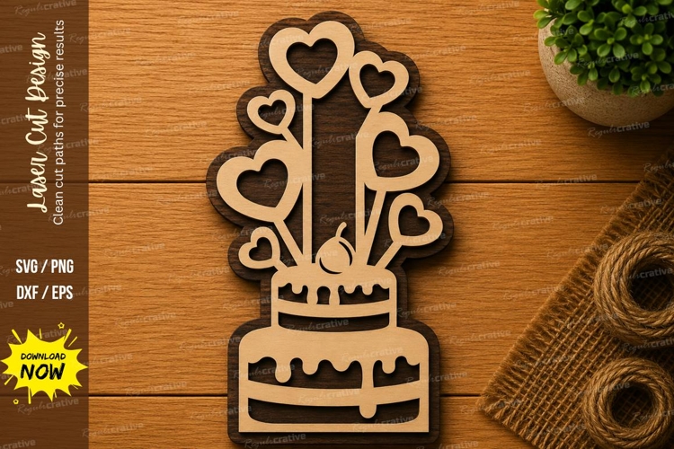 Birthday Cake Hearts SVG | Celebration Laser Cut File | Glow