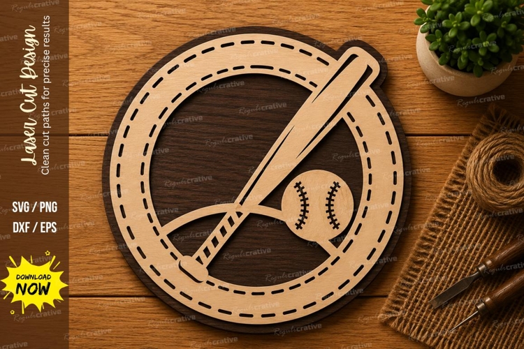 Baseball Bat Circle SVG | Sports Laser Cut File | Glowforge