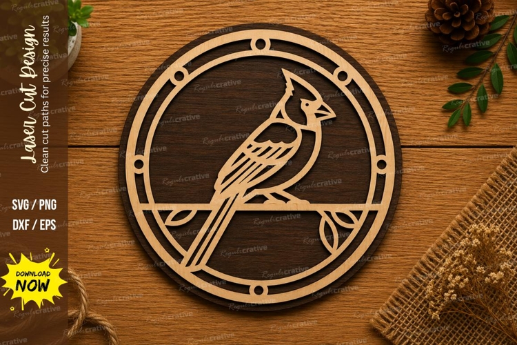 Cardinal Bird Circle SVG | Nature Laser Cut File | Glowforge