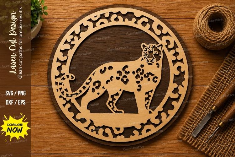 Cheetah Mandala SVG | Wildlife Laser Cut File | Glowforge CN