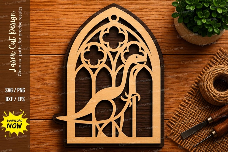 Flamingo Gothic Window SVG | Tropical Bird Laser Cut File