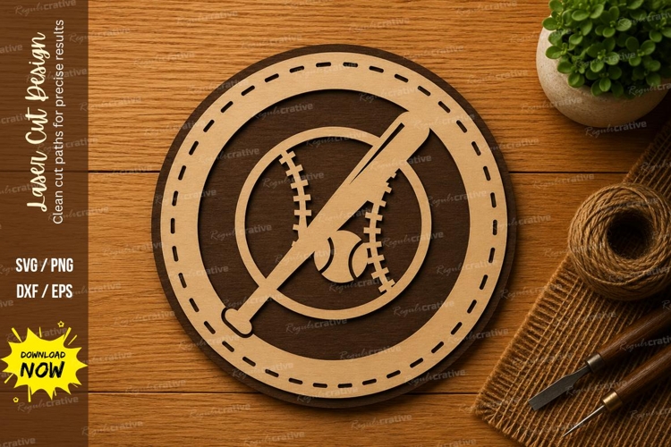 Baseball Bat Emblem SVG | Sports Laser Cut File | Glowforge