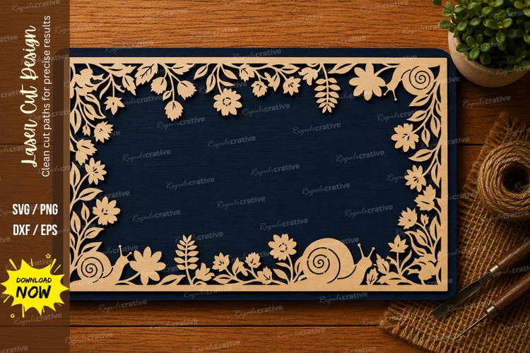 Floral Rectangle Frame SVG | Decorative Laser Cut Border