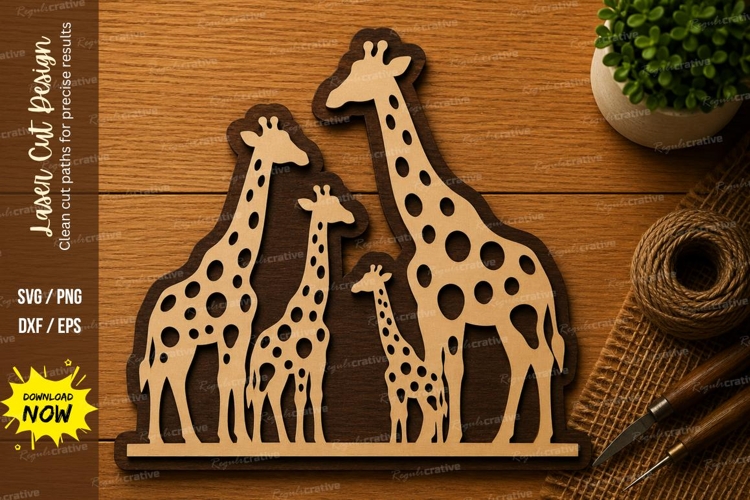 Giraffe Family SVG | Safari Animal Laser Cut File | Glowforg