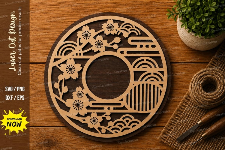 Floral Sun Circle SVG | Nature Mandala Laser Cut File