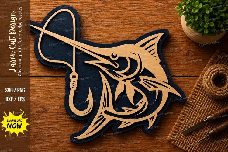 Marlin Fish SVG | Deep Sea Fishing Laser Cut File | Glowforg