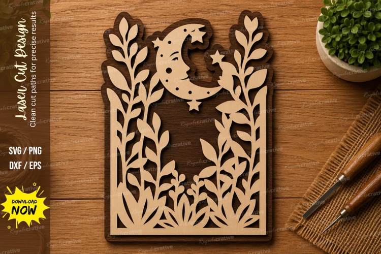 Moon Forest SVG | Nature Landscape Laser Cut File | Glowforg