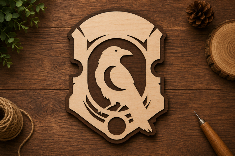 Minimal Raven Badge Laser Cut Svg File Design minimal raven 