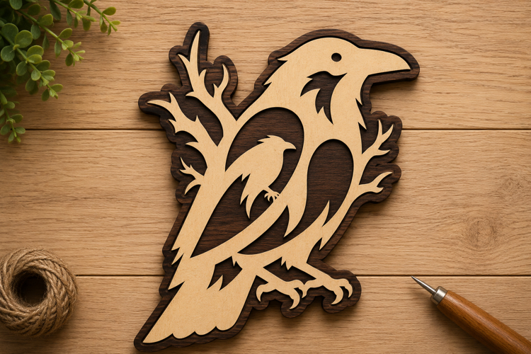 Geometric Raven Design Laser Cut Svg File Design geometric 