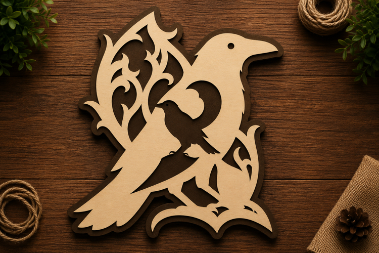 Floral Raven Vine Laser Cut Svg File Design floral raven svg