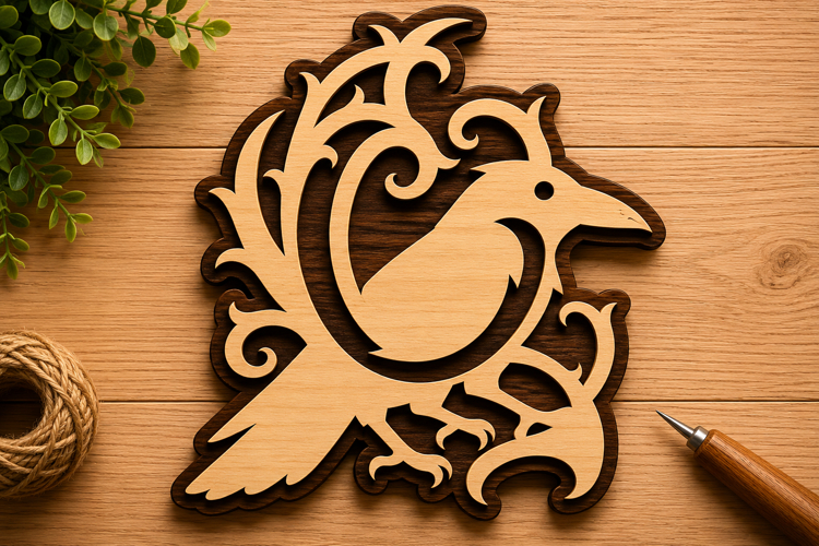 Elegant Raven Leaf Laser Cut Svg File Design elegant raven 