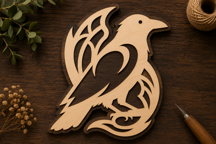 Stylish Raven Leaf Laser Cut Svg File Design stylish raven 