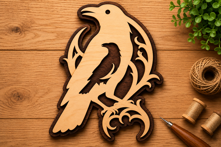 Modern Raven Frame Laser Cut Svg File Design modern raven