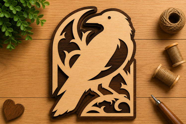 Ornate Raven Frame Laser Cut Svg File Design raven frame svg