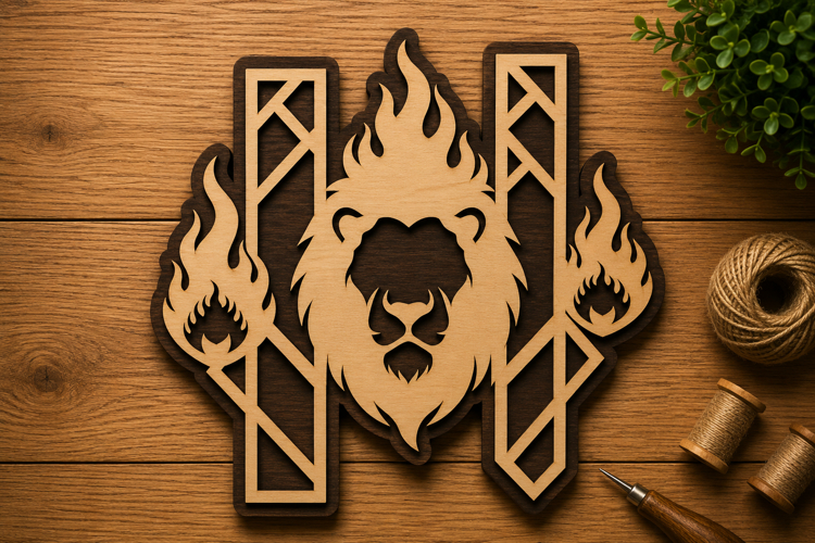 Vertical Flame Lion Laser Cut Svg File Design vertical lion
