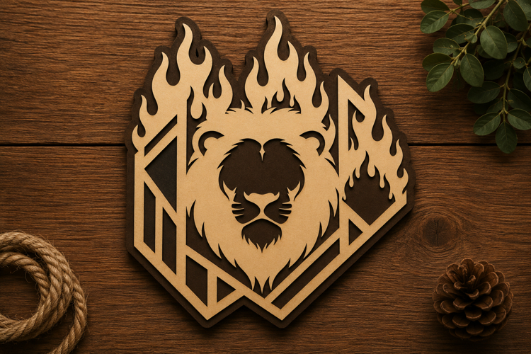Geometric Flame Lion Heart Laser Cut Svg File Design geometr