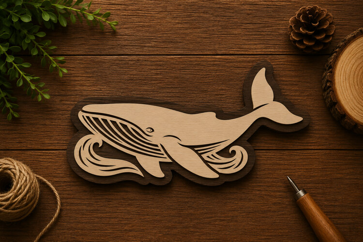 Dynamic Whale Laser Cut Svg File Design dynamic whale svg example image 1