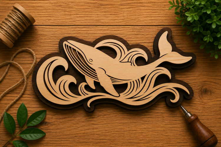 Wave Whale Laser Cut Svg File Design wave whale svg, ocean 