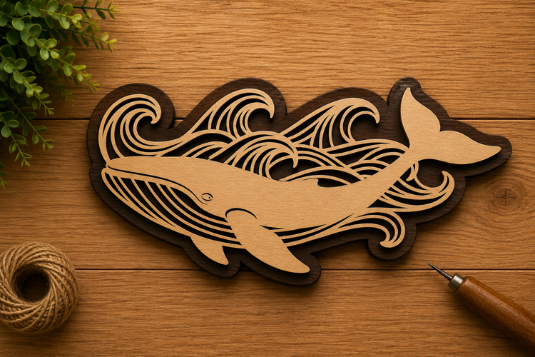 Whale Splash Laser Cut Svg File Design whale splash svg