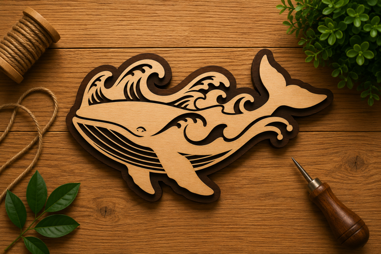Wave Whale Laser Cut Svg File Design wave whale svg, ocean