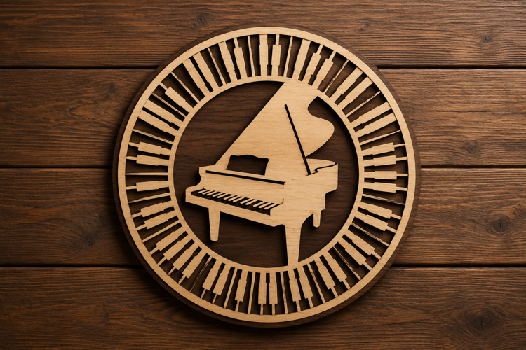 Grand Piano Circle Laser Cut SVG File piano svg design