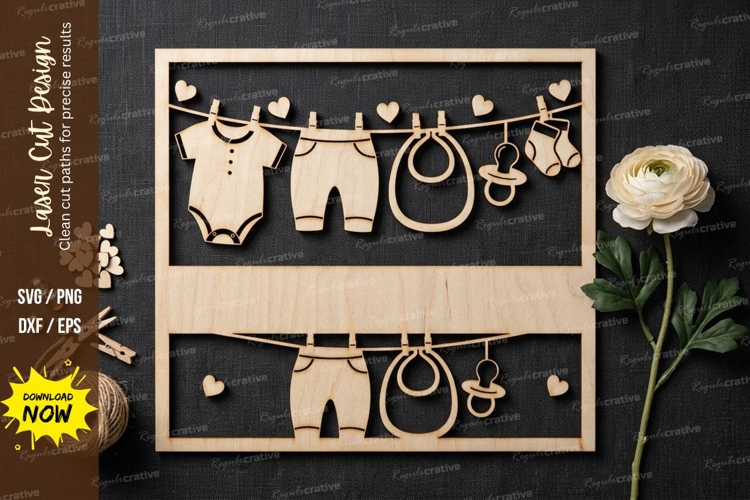 Laundry Room Hanging Clothes SVG Laser Cut Design