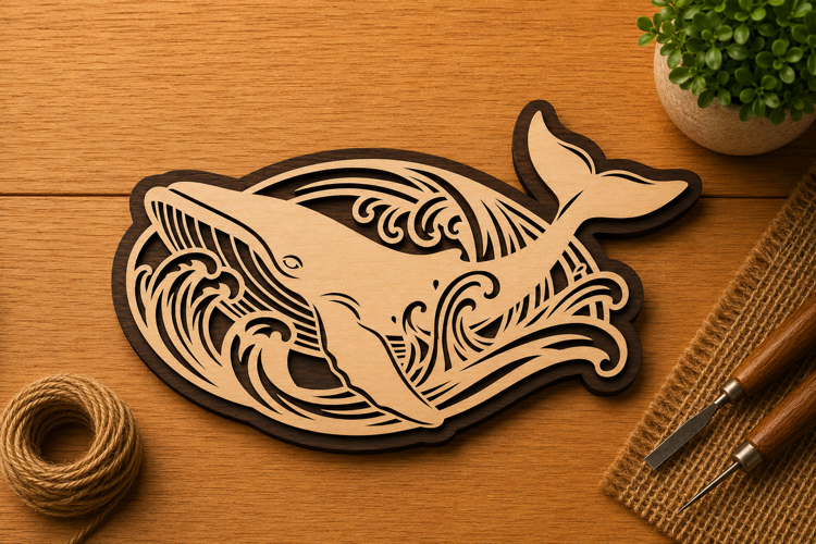 Whale Ocean Crest Design Laser Cut SVG File whale svg, whale