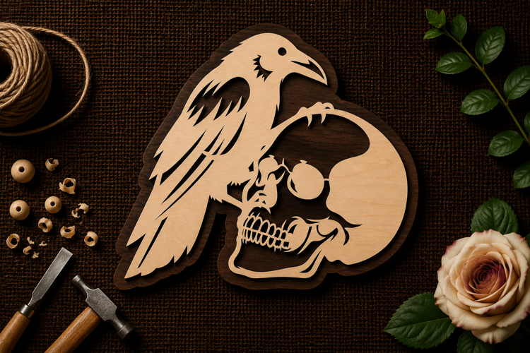 Dark Raven Skull Wall Art Laser Cut SVG File dark raven svg
