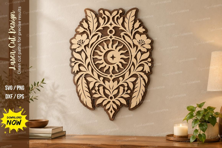 Celestial Floral Laser Cut SVG File, celestial laser cut
