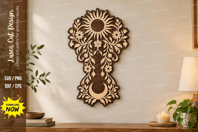 Celestial Sun Moon Laser Cut SVG File, celestial sun moon