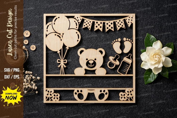 Baby Nursery Frame SVG Laser Cut Design | Cute Hanging Toys