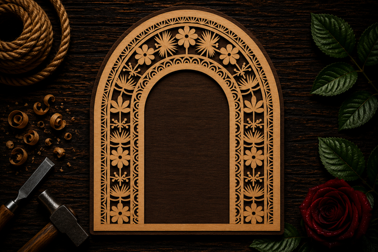 Decorative Floral Arch Frame Laser Cut SVG File decorative