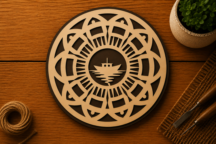 Mandala Sunset Circle Art Laser Cut SVG File mandala sunset