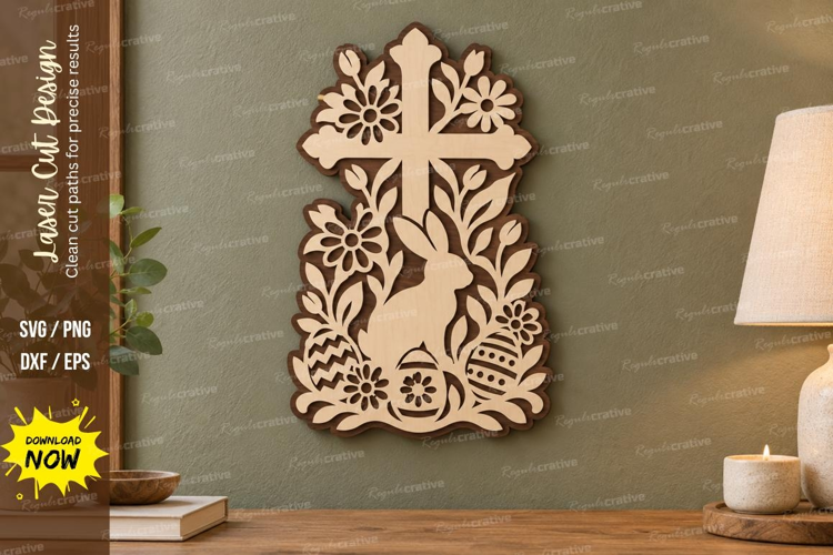 Floral Cross Garden Laser Cut SVG File, floral cross garden