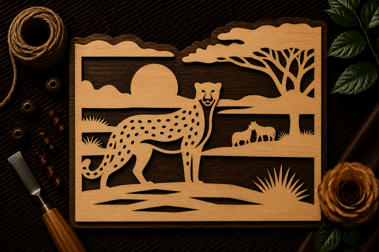 Safari Giraffe Wildlife Scene Laser Cut SVG File giraffe svg