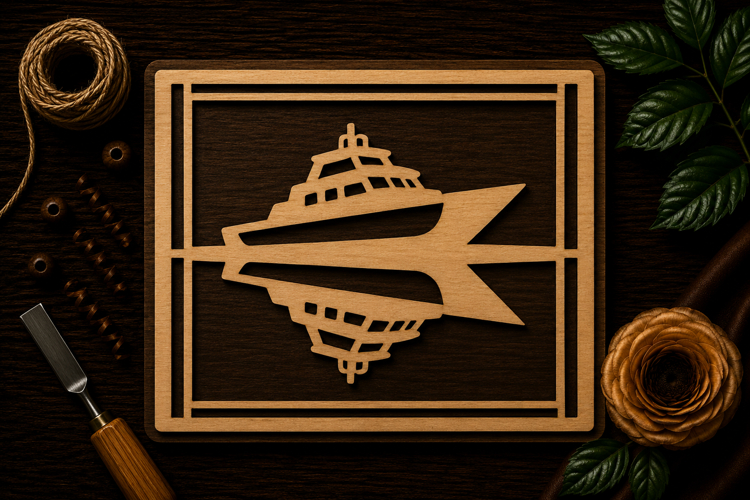 Luxury Yacht Frame Laser Cut SVG File yacht svg, luxury