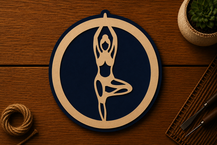 Yoga Tree Pose Circle Laser Cut SVG File yoga pose svg, yoga