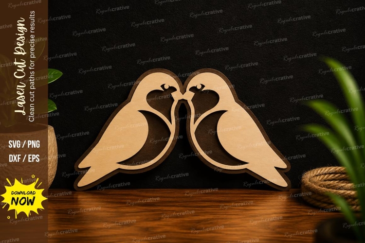 Love Birds Silhouette Laser Cut SVG File love birds svg