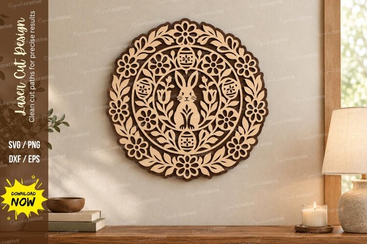 Ornate Bunny Laser Cut SVG File, ornate bunny svg, ornate example image 1