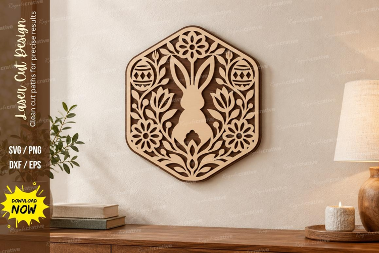 Hexagon Bunny Laser Cut SVG File, hexagon bunny svg, rabbit