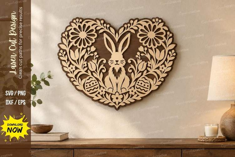 Heart Bunny Laser Cut SVG File, heart bunny svg, rabbit png