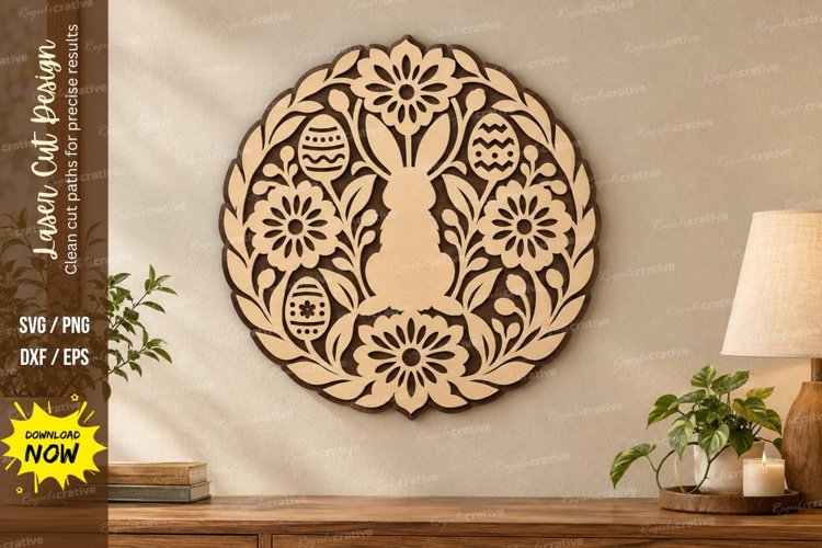 Round Bunny Laser Cut SVG File, round bunny svg, circle