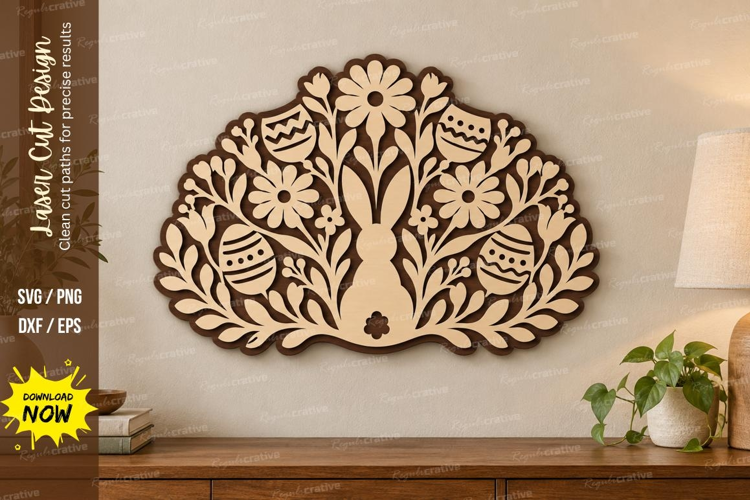 Rabbit Garden Laser Cut SVG File, bunny garden svg, two rabb